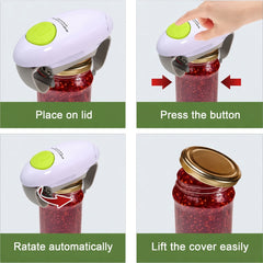 How to use: place on lid, press button, rotate, lift cover