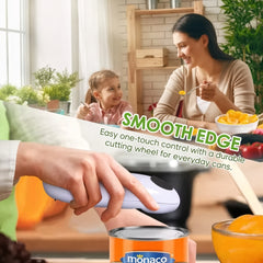 Smooth-edge one-touch can opening for everyday kitchen use