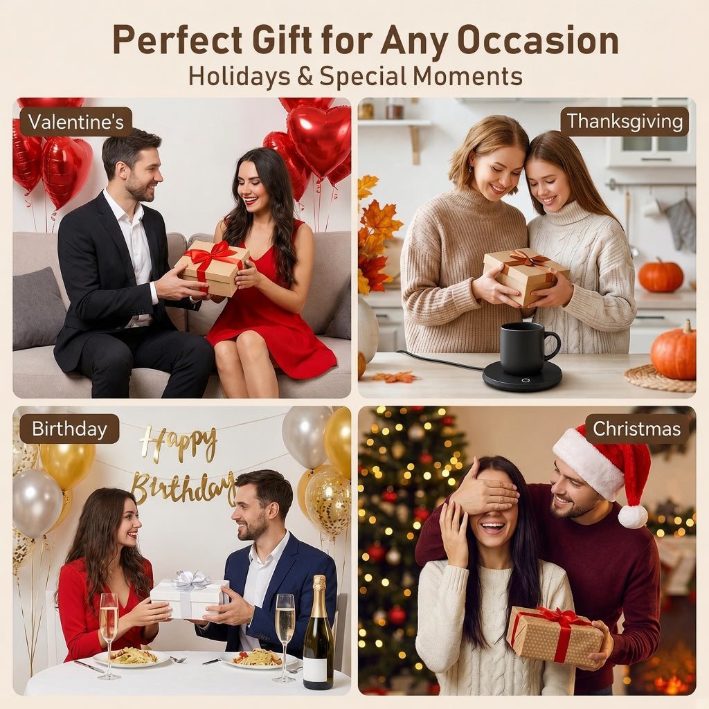 Perfect gift for any occasion — Valentine’s, Thanksgiving, birthday, and Christmas with the USB mug warmer